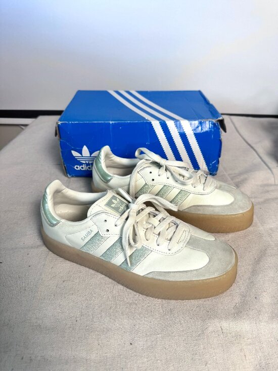 adidas Shoes - Adidas Women's 9.5 Sambae Off White  Lime Green Gum IG1947 Samba Shoes Sneakers